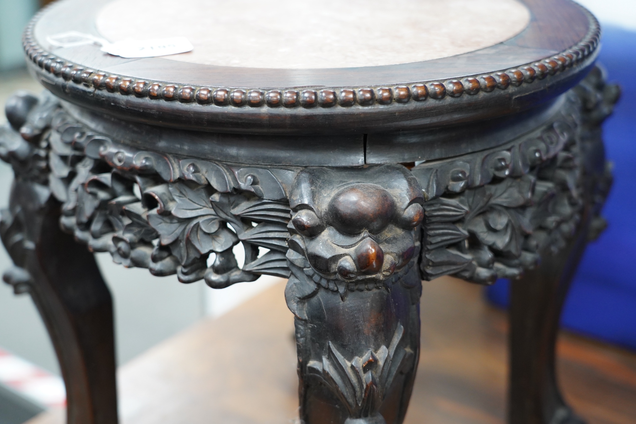 A Chinese hongmu stand, diameter 41cm, height 45cm. Condition - fair